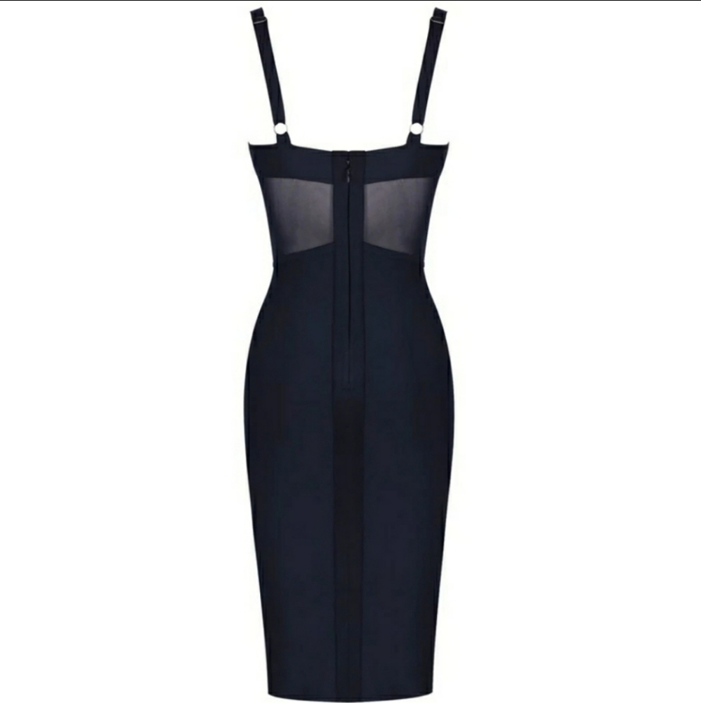 Sexy Black Mesh Bodycon Dress - Picture 7 of 8